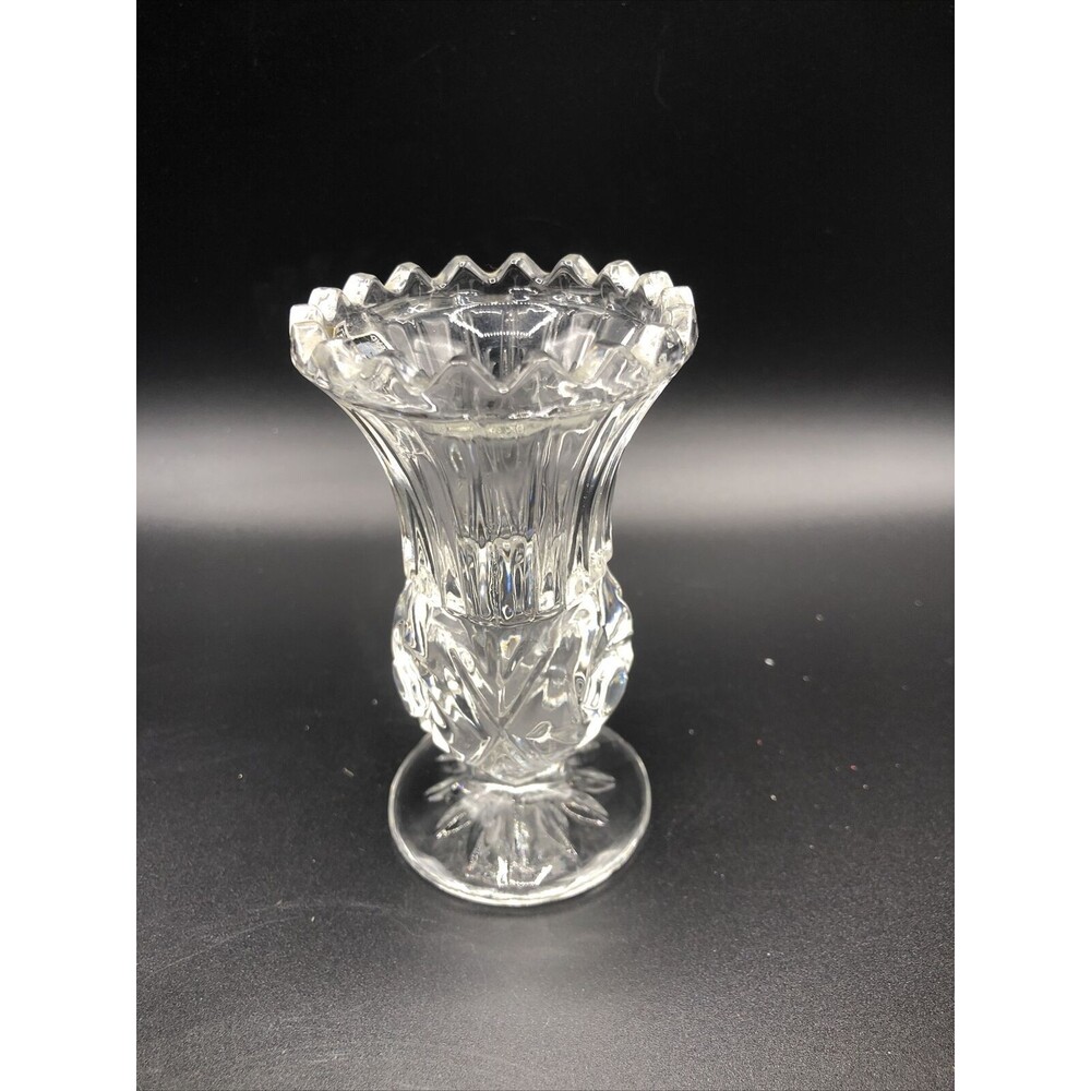 Vintage Crystal Zajecar Footed Vase Made In Yugoslavia 4.5 “